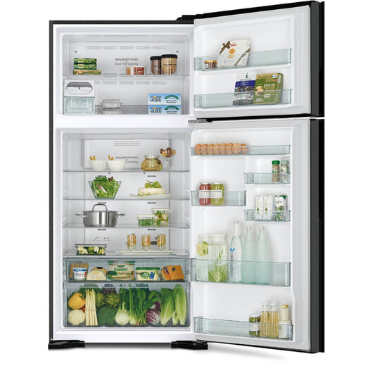 HITACHI 2 DOORS 550L INVERTER FRIDGE - GLASS BLACK (R-V710P7M-1 BBK)